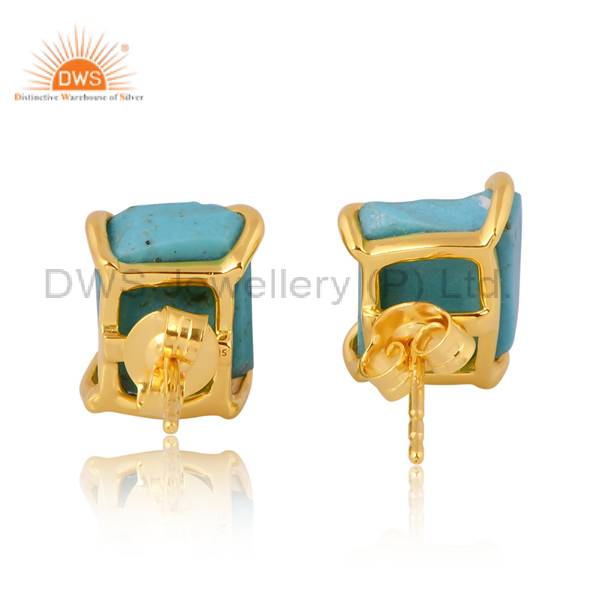 Arizona Turquoise Earrings Sterling Silver Gold Vermeil